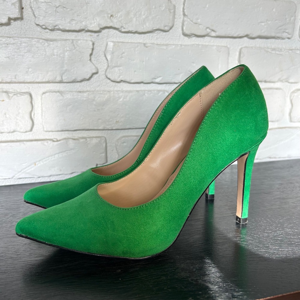Michael Shannon Green Suede Pointed-Toe Stiletto Heels